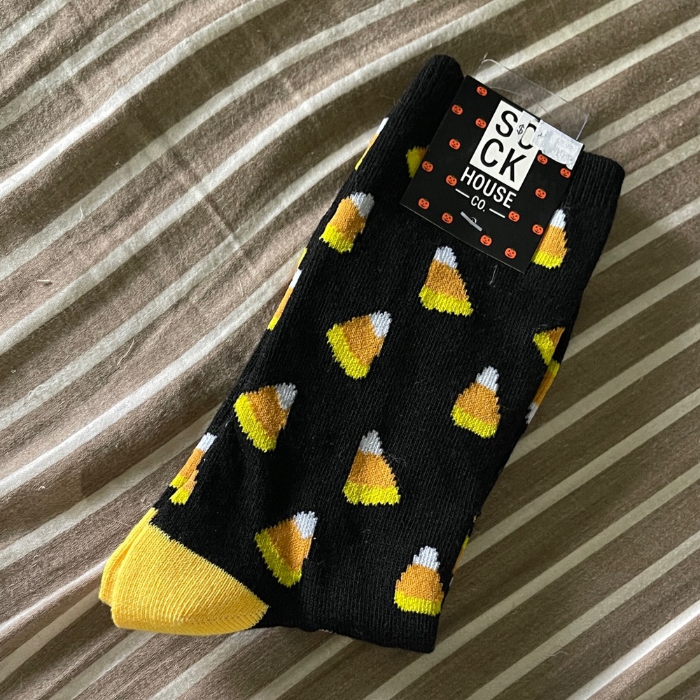 NWT Candy Corn Halloween Socks, Yummy Candy Socks, Mid-Calf Legnth